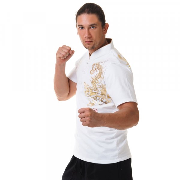 China Kung Fu Shirt Long Wang Weiß 1