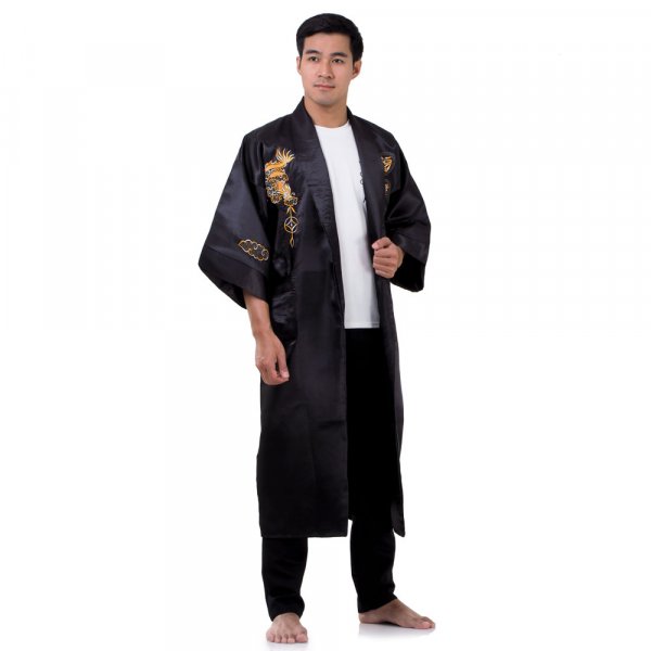 Herren Satin Drachen Morgenmantel