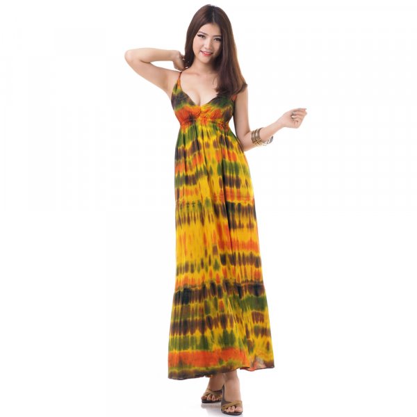 Hippie Maxi Kleid Gelb