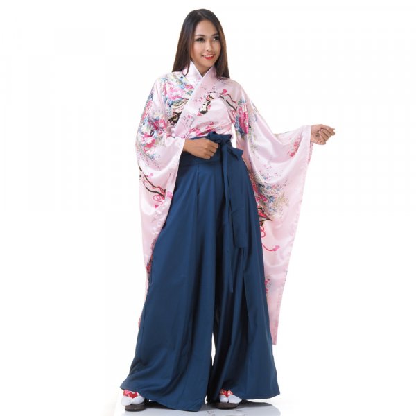 Geisha Kimono Kostüm Shizu Rosa Blau 1
