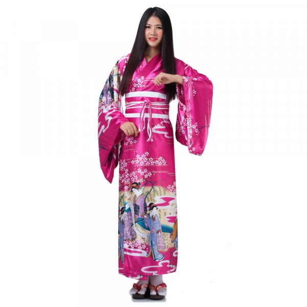 Damen Geisha Yukata Kimono Pink 1
