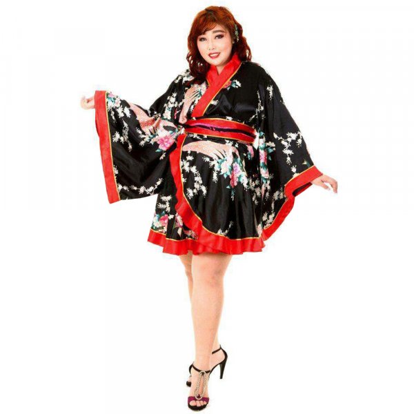 Japan Kimono Minikleid Schwarz