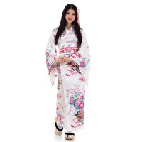 Damen Yukata Kimono Geisha Kostuem Sakura Weiss XK55-1.jpg