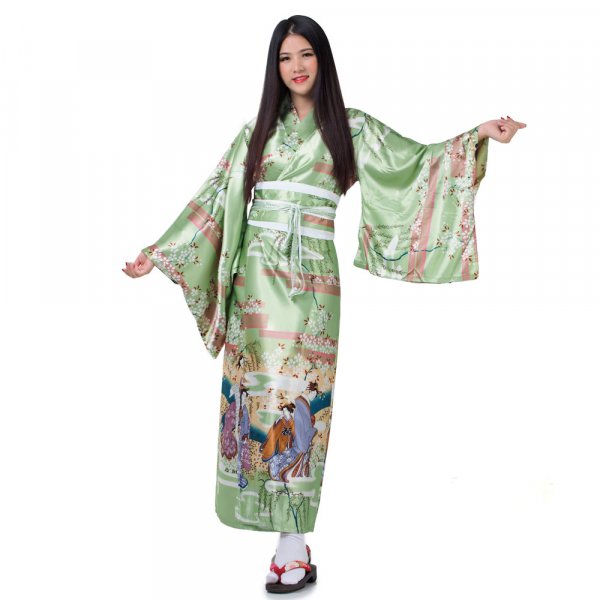 Damen Geisha Yukata Kimono Grün 1