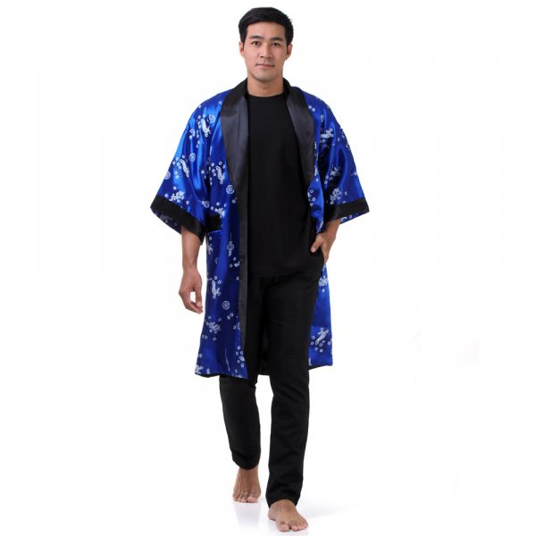 Herren Satin Kimono Morgenmantel