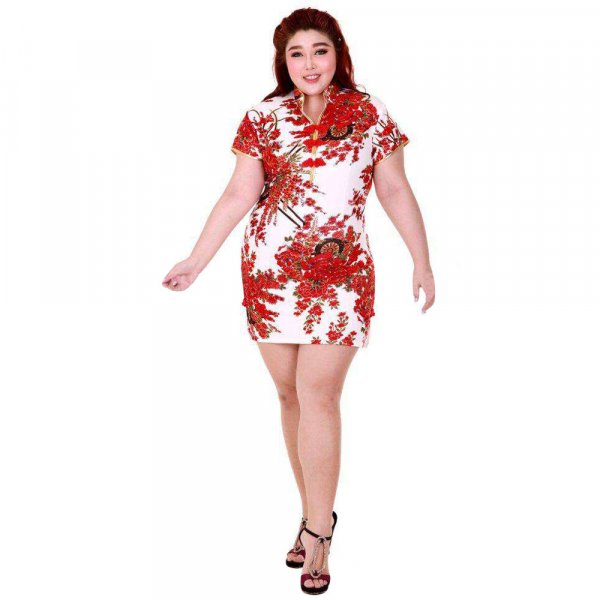 Plus Size China Qipao Mini Kleid