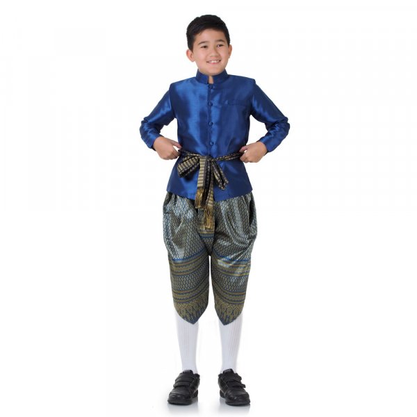 Traditionelles Thai Jungen Kostüm Love Destiny Shirt Blau Haremshose Blau THAI271-1.jpg