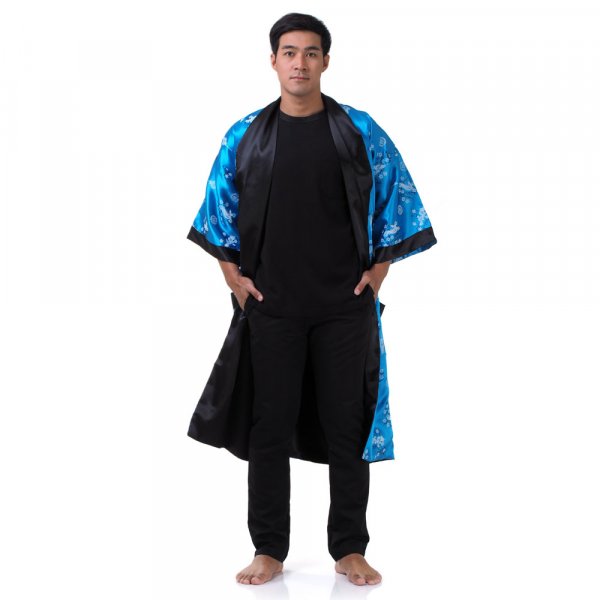 Herren Satin Kimono Morgenmantel