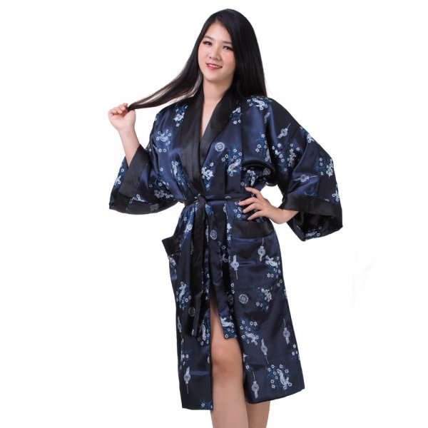 Damen Satin Kimono Morgenmantel