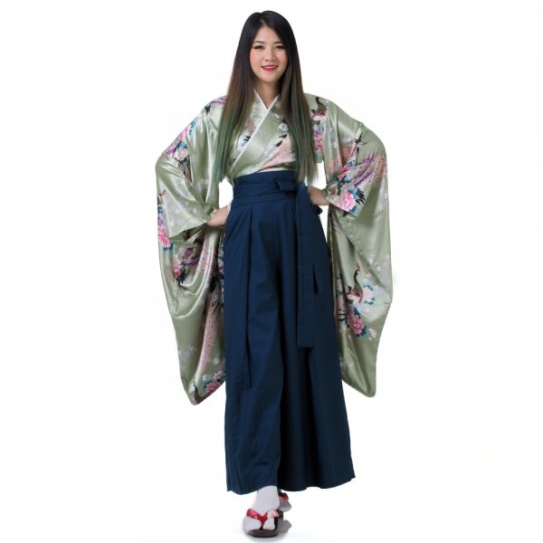 Geisha Kimono Kostüm Shizu Grün Blau 1
