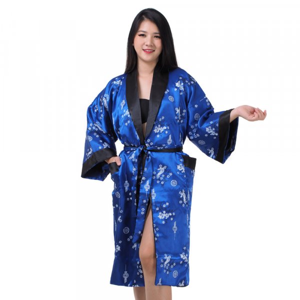 Damen Satin Kimono Morgenmantel