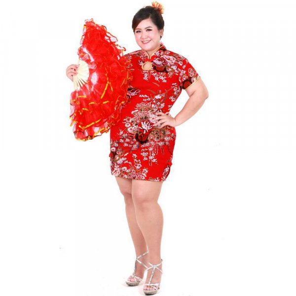 Plus Size China Qipao Mini Kleid