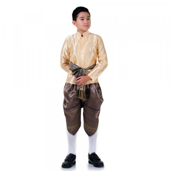 Traditionelles Thai Jungen Kostüm Love Destiny Shirt Gold Haremshose Lila THAI298-1.jpg