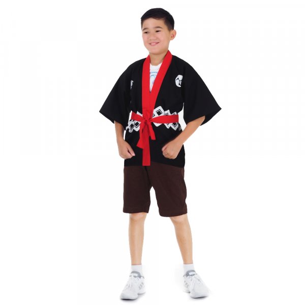 Kinder Happi Kimono Jacke Schwarz HAP-K2-1.jpg