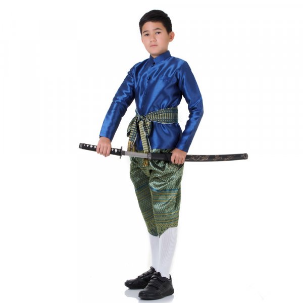 Traditionelles Thai Jungen Kostüm Love Destiny Shirt Blau Haremshose Türkis THAI272-1.jpg Traditionelles Thai Jungen Kostüm Love Destiny Shirt Blau Haremshose Türkis THAI272-1.jpg
