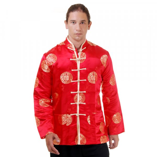 Traditionelle chinesische Kung Fu Jacke Rot 1