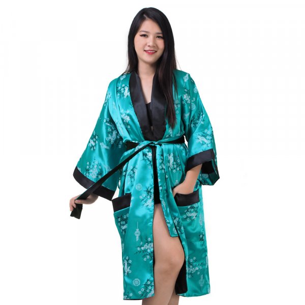 Damen Satin Kimono Morgenmantel