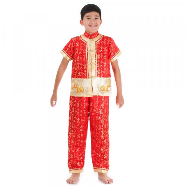 Kinder Pyjama im Asia Look Rot Kinder Pyjama im Asia Look Rot
