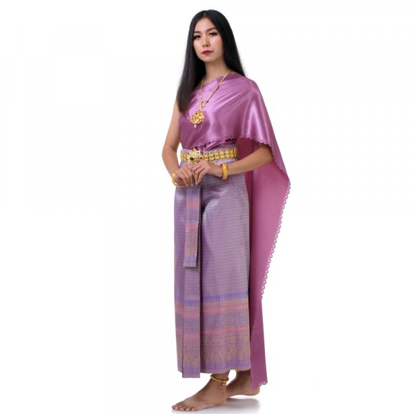 Traditionelles Thai Kleid Chut Chakkri Rosa Violett 1
