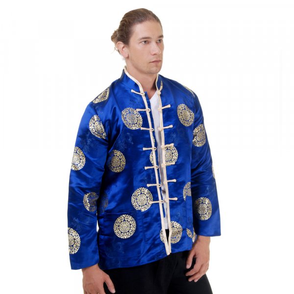 Traditionelle chinesische Kung Fu Jacke Blau 1