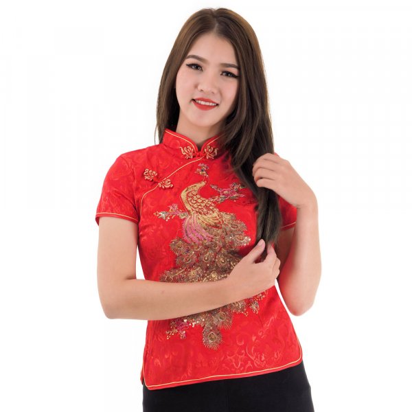 Chinesische Pailletten Qipao Bluse