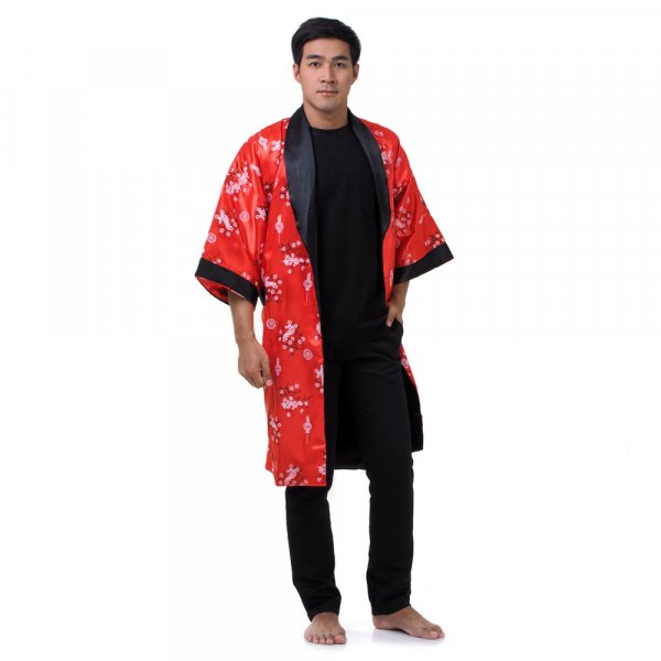 Herren Satin Kimono Morgenmantel