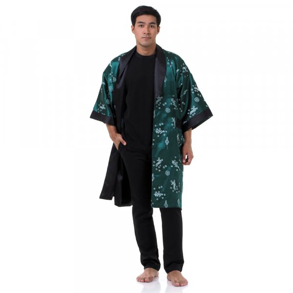 Herren Satin Kimono Morgenmantel