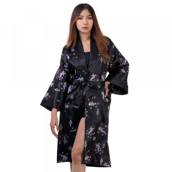 Damen Satin Kimono Morgenmantel