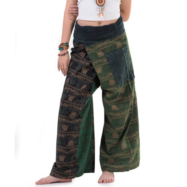 Thai patchwork Jeans Fischerhose Spirit of Buddha