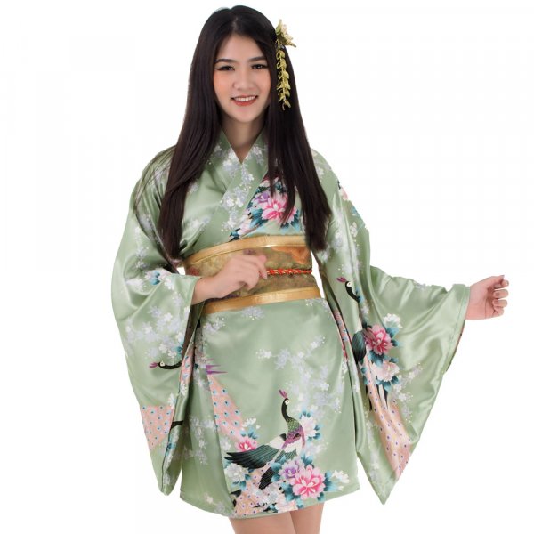 Japan Kimono Minikleid Olive