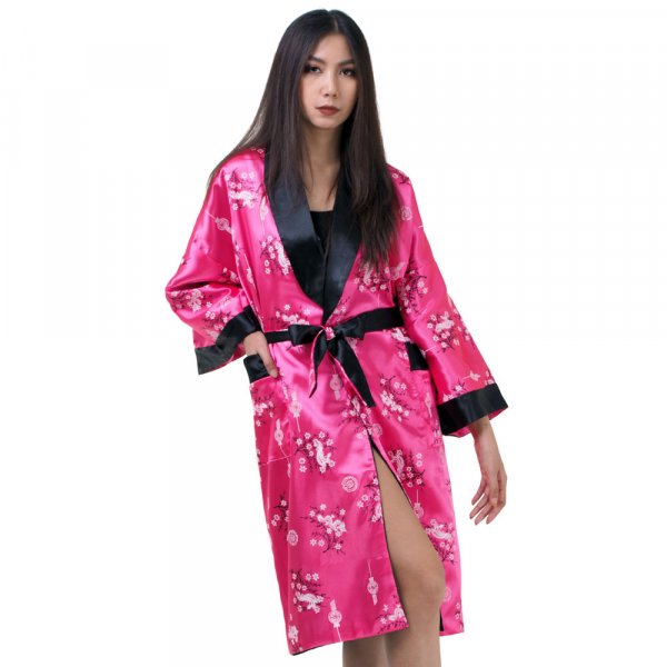 Damen Satin Kimono Morgenmantel