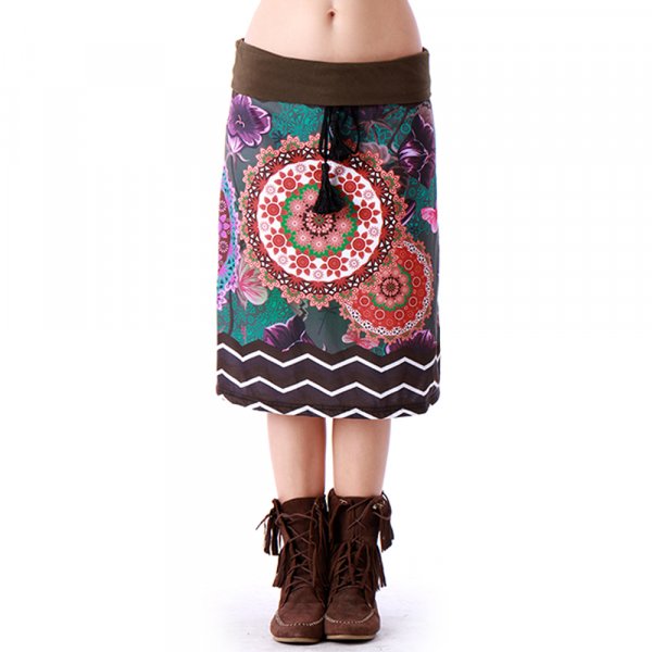 Patchwork Boho Rock Braun Schwarz