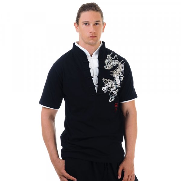 China Kung Fu Drachen T-Shirt Schwarz
