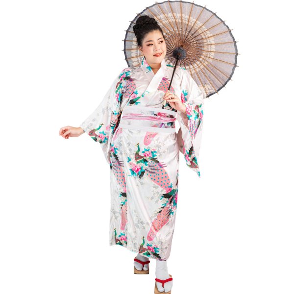 Plus Size Damen Yukata Kimono Kujaku