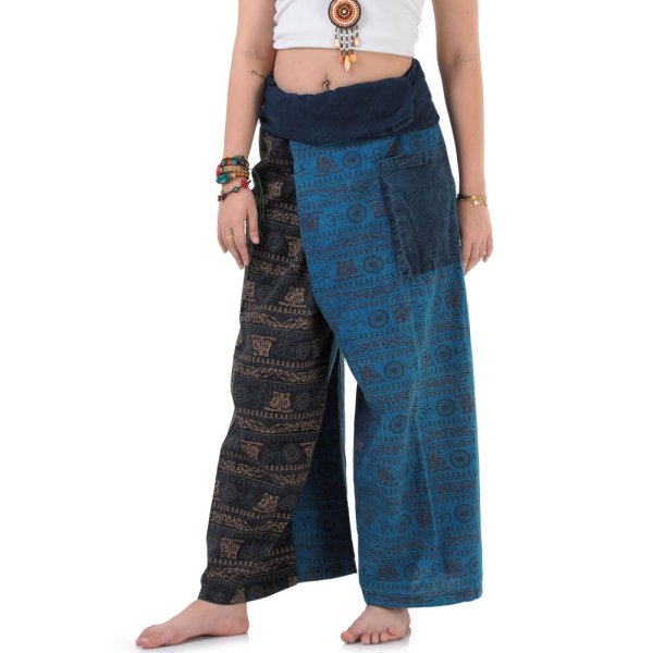 Thai patchwork Jeans Fischerhose Spirit of Buddha