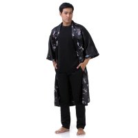 ZUEVI Herren Kimono Bademantel Aus Satin - Dragon Design | Leichter Langarm Pyjama & Loungewear