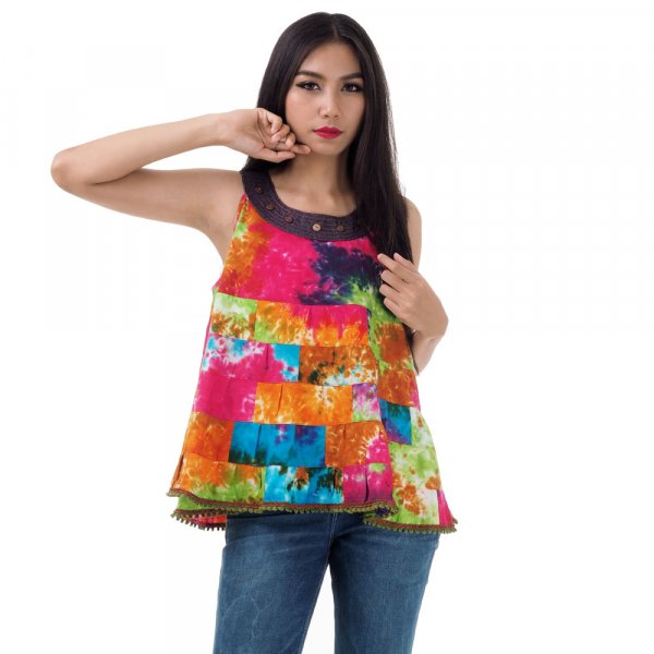 Hippie Patchwork Tunika Bluse